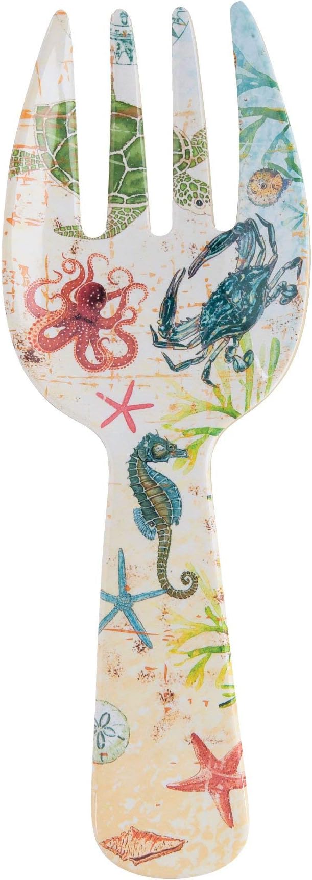 UPware Sea Life Melamine Salad Servers, Serving Utensil Set, Includes Serving Fork and Spoon for