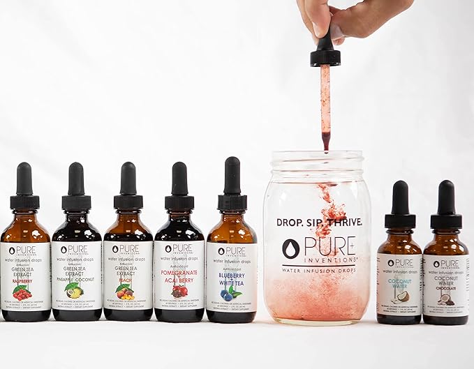 Pure Inventions - Green Tea Peach Water Infusion Drops - Antioxidants & Electrolytes - Health &