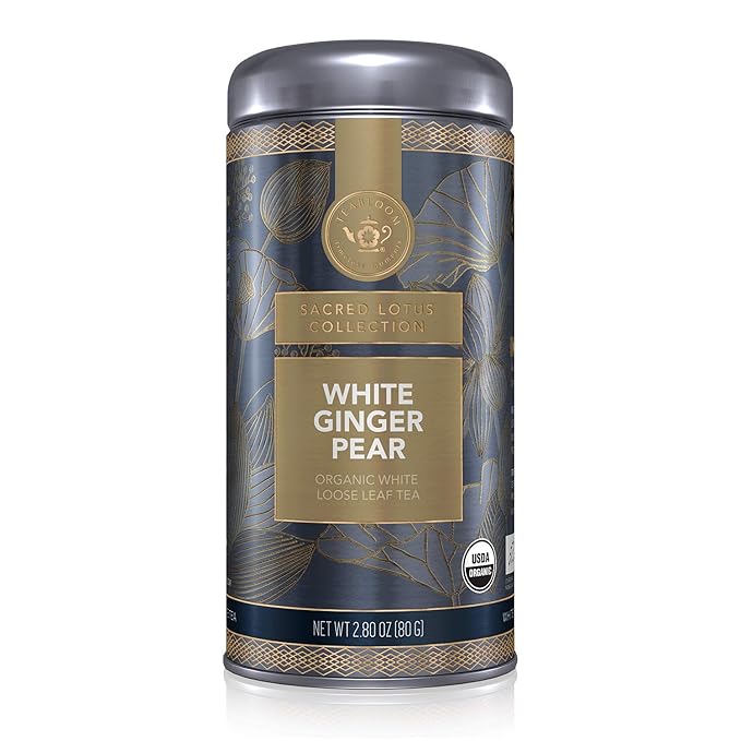 Teabloom Organic White Tea, White Ginger Pear Loose Leaf Tea, Distinctive and Delicate White Tea