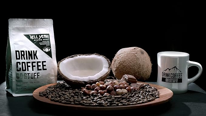 DRINK COFFEE DO STUFF, Hell Yeah!, Blend, Whole Bean, Medium Roast, Sweet, Chocolate, Caffeine
