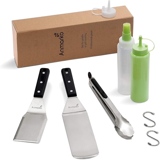 Metal Spatula Set of 4 - Griddle Accessories kit - Grill Flat Spatula Pancake Flipper Hamburger