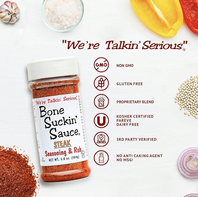 Bone Suckin' Steak Seasoning & Rub, 5.8 Oz - Grilling Rub, Dry Beef Rub, For Oven, Grilling & Pan