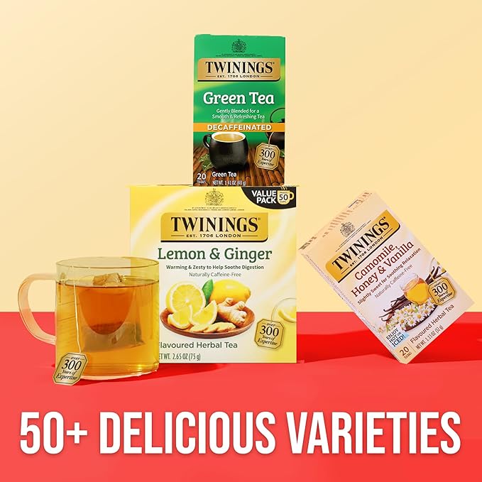 Twinings Decaffeinated Green Tea Individually Wrapped Bags, 20 Count (Pack of 1), Smooth Flavour