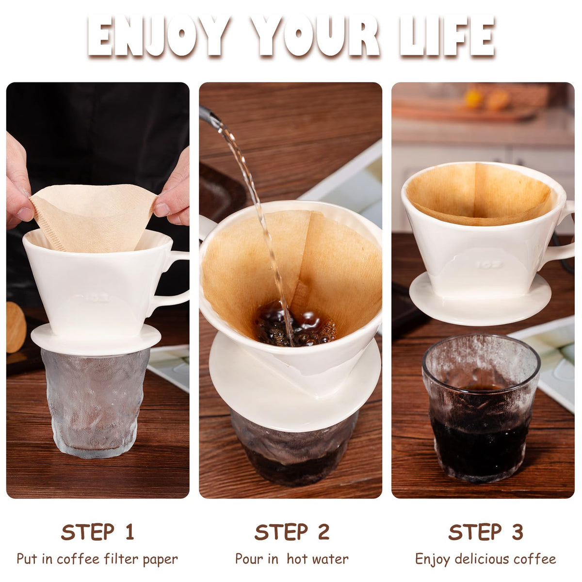 Noarixa Pour Over Coffee Dripper, Ceramic Pour Over Coffee Maker, White