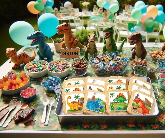 Dinosaur Cookies Individually Wrapped Dino Jurrasic themed Theme Party Favors 24 Pack Bulk for Kids