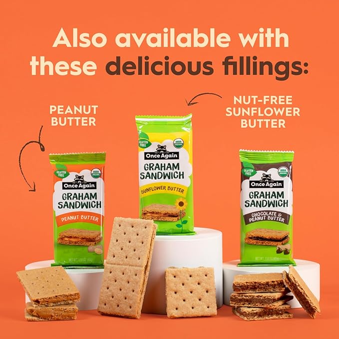 Once Again Chocolate Peanut Butter Graham Sandwiches - Organic, Gluten Free Graham Crackers with PB