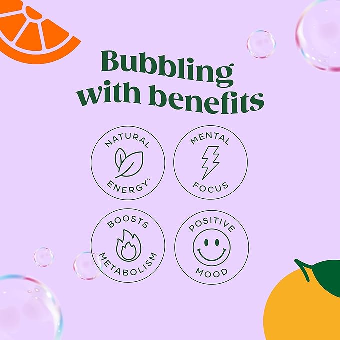 Bloom Nutrition Sparkling Energy Drink - Natural Caffeine, Zero Sugar, 180mg Caffeine