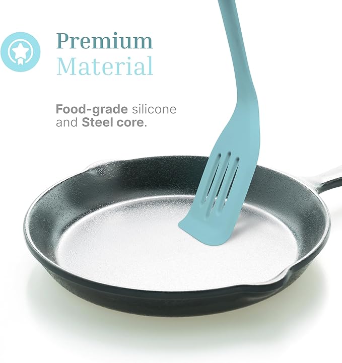 Silicone Slotted Turner Set – 2-Piece Set of Turner Spatulas for Eggs and Pancakes – Kitchen Tools