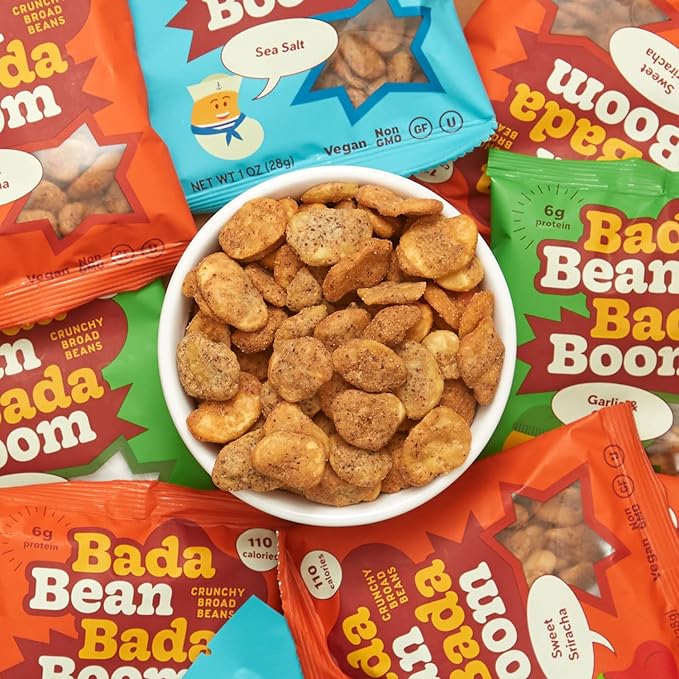 Enlightened Bada Bean Bada Boom Roasted Fava Beans, Dried Broad Beans - 110 Calories, 4g Fiber, 6g