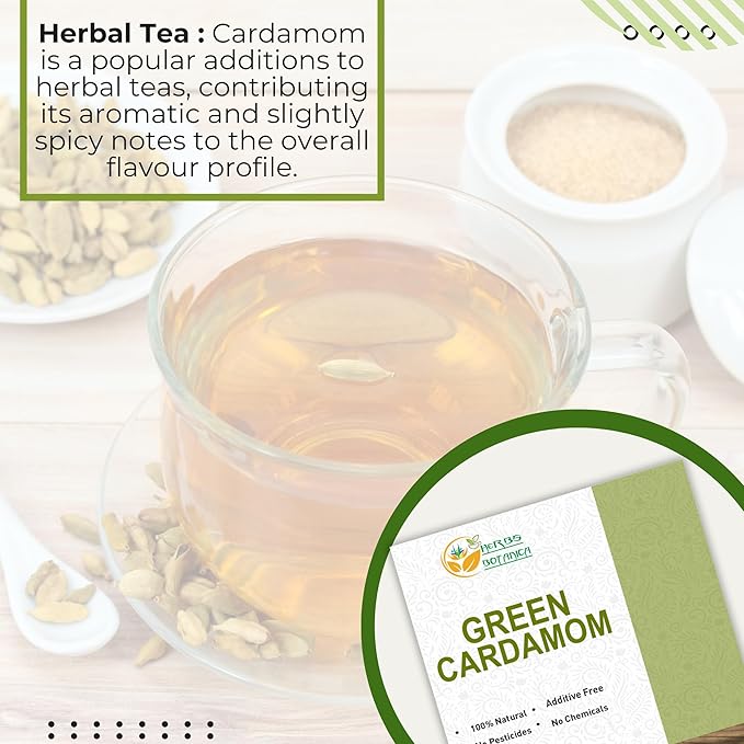 Herbs Botanica Green Cardamom Pods Whole 7-8mm size Elaichi for Culinary Delights and Aromatic