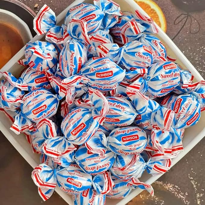Roshen Caramel Candy Sweet Drop with Milky Filling, Delicious, Flavorful Sweets 150g/5.29oz Pack of