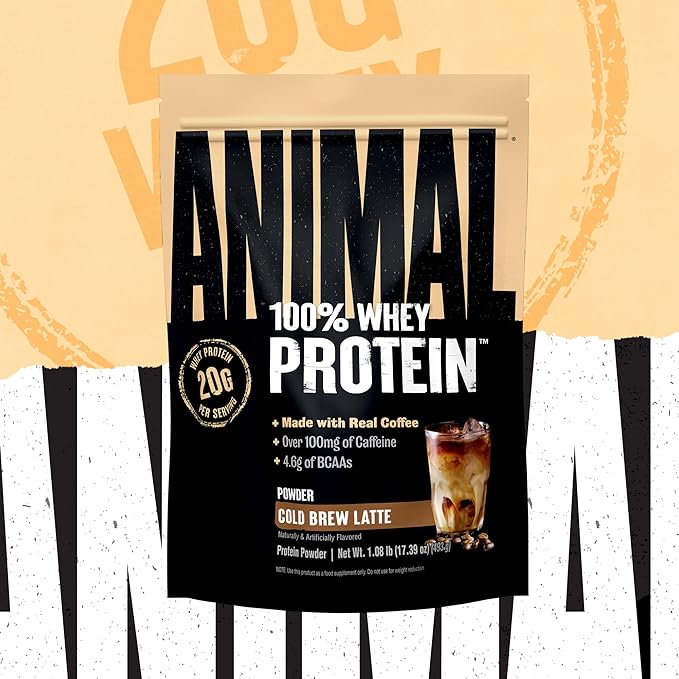 Animal 100% Whey Protein Powder Instant Iced Coffee ??Real Coffee for Preworkout, Post Workout Whey