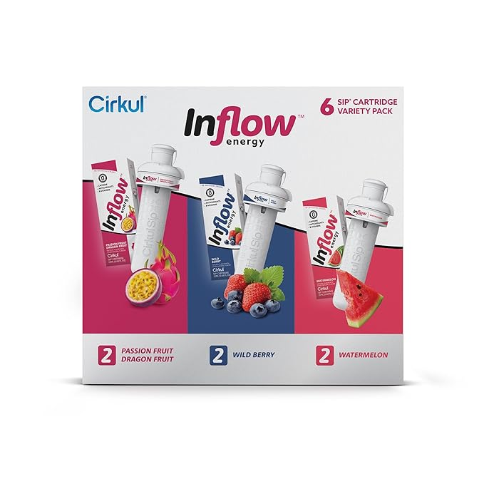 Cirkul Inflow Energy Flavor Cartridge Variety Pack with Caffeine, 6-Pack (2 Passion Fruit Dragon