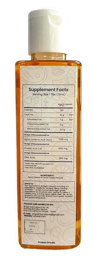 Raslok Pure Natural Flax Seed Oil | Wood Pressed (3.52, Ounces)