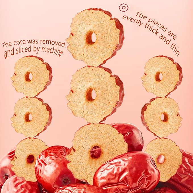 1.1lb Dried Dates Dried Jujube Slice,Dried Red Date Slices,Pitted Dates for Snacking and Baking