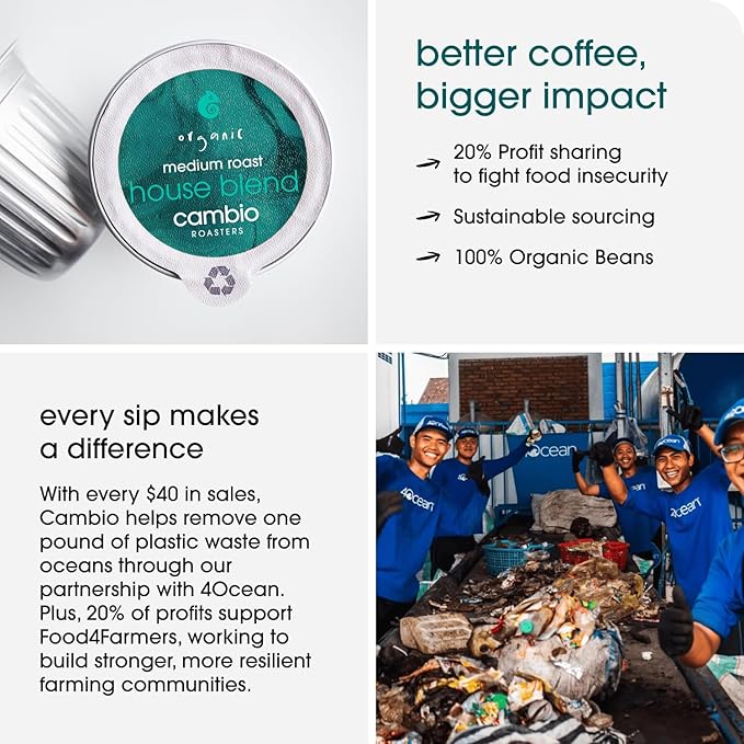 Cambio Roasters House Blend Coffee Pods - New Aluminum Pods, Organic Coffee K Cups, Medium Roast K