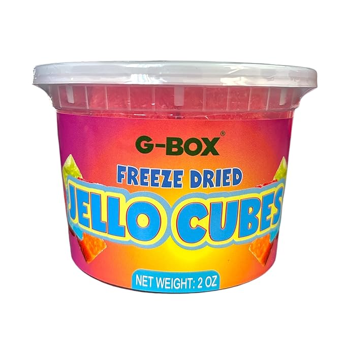 G-Box Freeze-Dried Strawberry Jello Cubes - 2 oz | USA-Made Freeze Dried Strawberries |