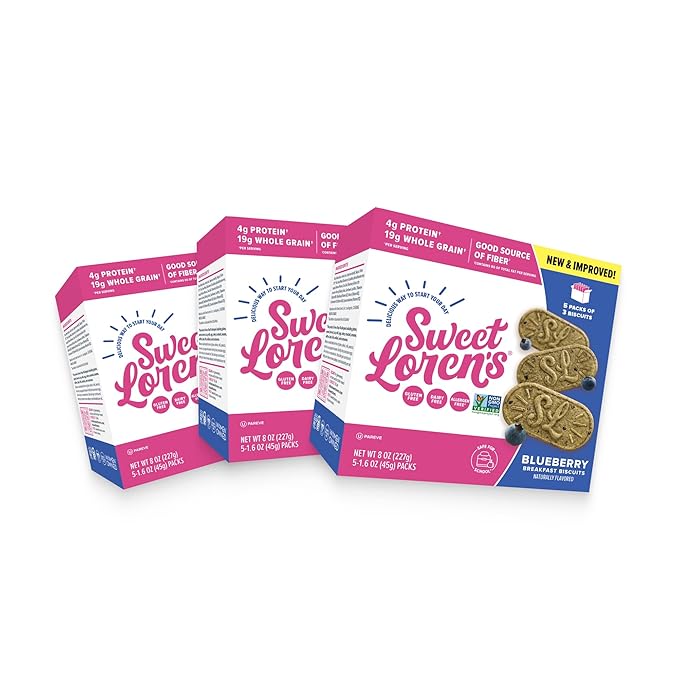 Sweet Loren's Vegan Breakfast Biscuits | Blueberry | 4g Protein, 19g Whole Grains | Plant Based