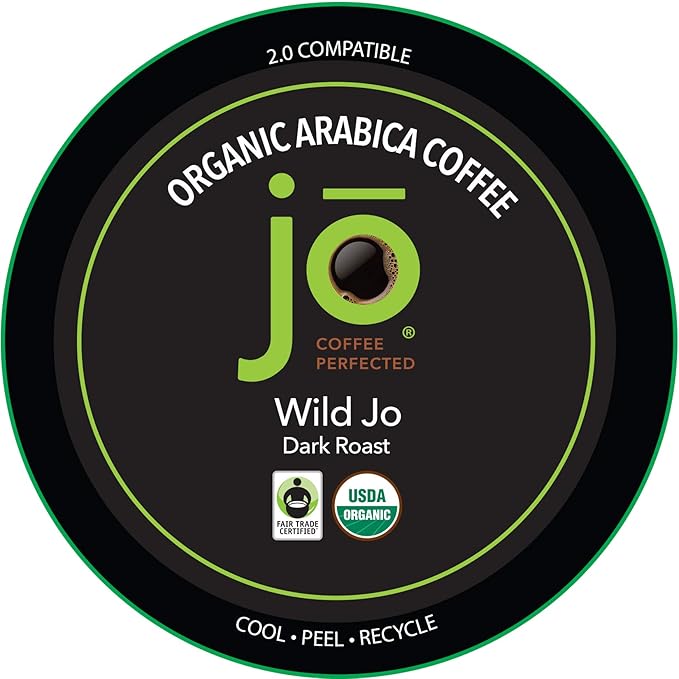 WILD JO: 48 Cups Dark French Roast Organic Coffee for Keurig K-Cup Compatible Brewers, Fresh Seal