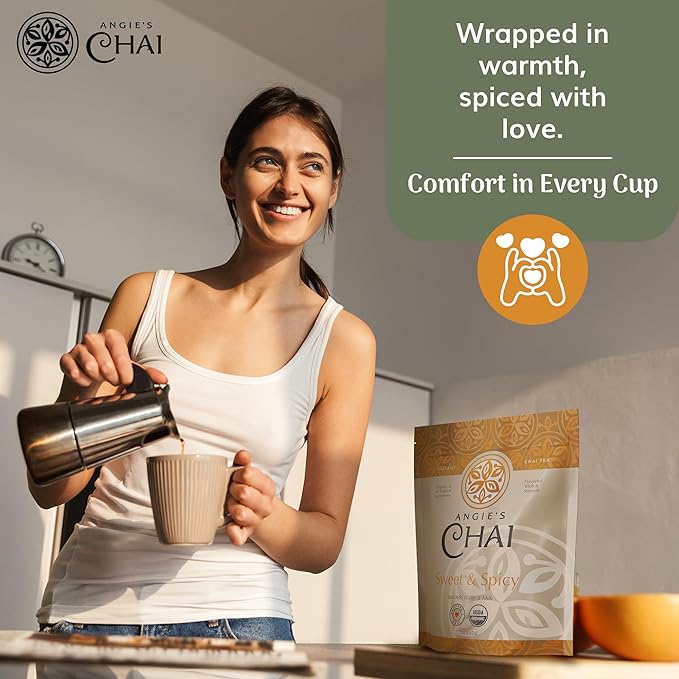 Angie's Chai Sweet & Spicy Organic Instant Chai Tea Powder - Made in USA, Delicious Spiced Chai