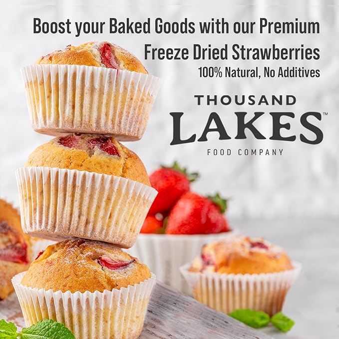 Thousand Lakes Freeze Dried Sliced Strawberries, Premium Fruit - Bulk 5 oz | No Sugar Added | 100%