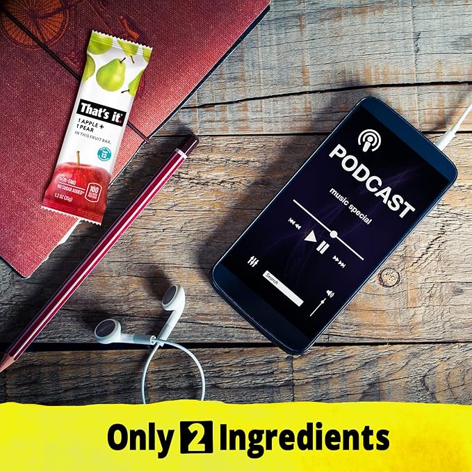 That's it. Apple + Pear 100% Natural Real Fruit Bar, Best High Fiber Vegan, Gluten Free Healthy