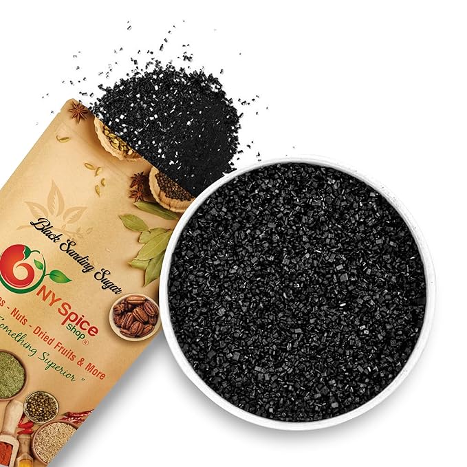 NY Spice Shop Black Sanding Sugar - 8 Ounce Sweet Colorful Edible Sprinkles For Candy Dish - Sugar