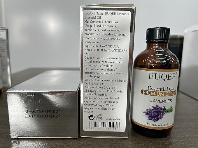 Lavender Essential Oil 118mL Pure Lavender Oil Large Capacity Essential Oil with Glass Dropper for