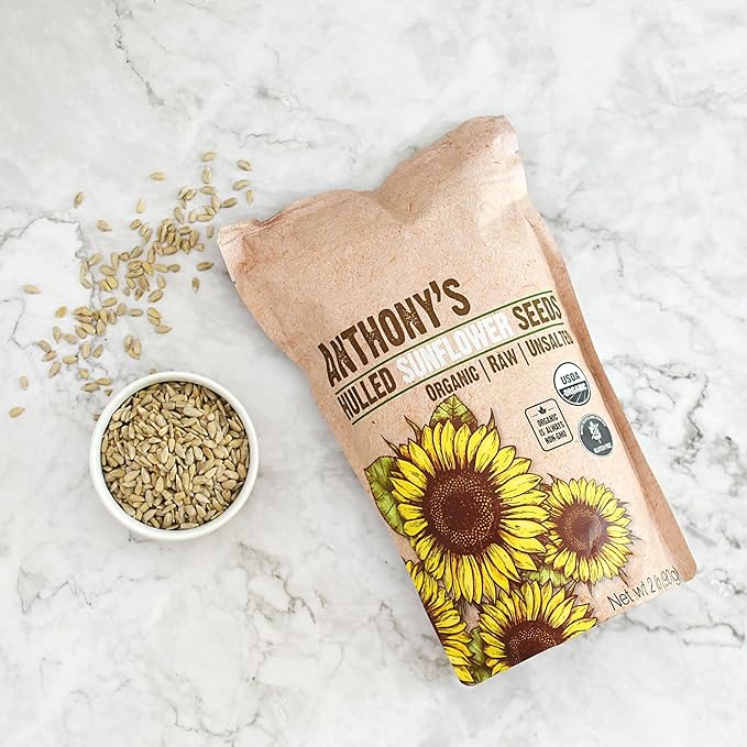 Anthony's Organic Hulled Sunflower Seeds, 2 lb, Raw, Unsalted, Batch Tested and Gluten Free, Keto