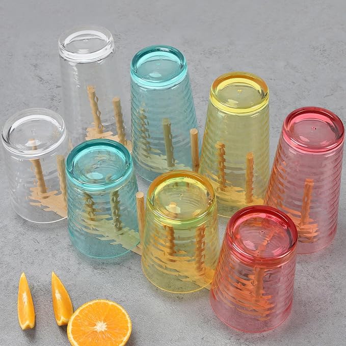 Acrylic Clear Highball Plastic Cups | Plastic Reusable Tumblers 16oz & 22oz (Set of 8) | Stackable