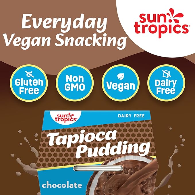 Sun Tropics Tapioca Pudding, Chocolate | Vegan Puddings, Dairy Free Puddings | Gluten Free, Non-GMO
