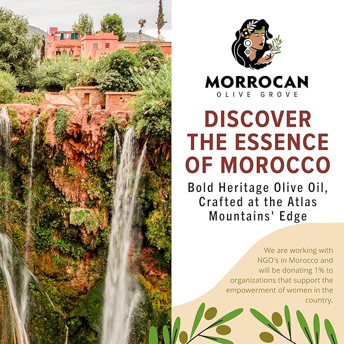 MOROCCAN OLIVE GROVE - The Red Olive Oil, Bold & Dynamic Cold-Pressed Desert Olive Oil Extra