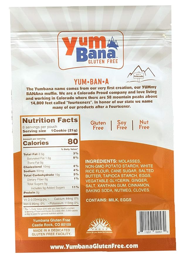 Yumbana Gluten Free Molasses Spice Cookies - Soy Free, Nut Free Cookies - No Artificial Flavors or
