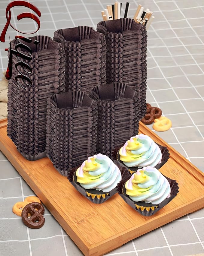 qiqee 500pcs Coffee Square Cupcake Liners Muffin Linner No Smell, Food Grade Baking Cups竊늆tandard