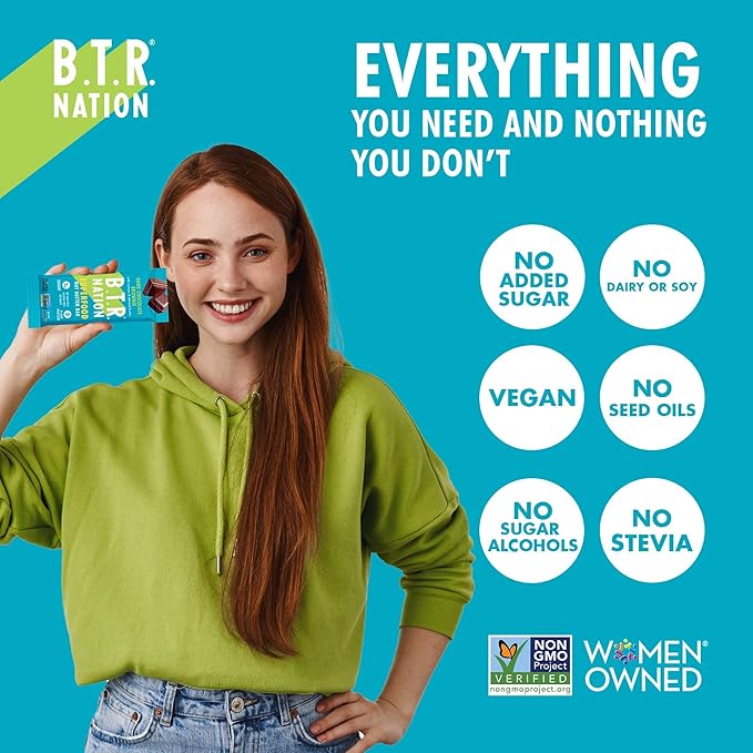 B.T.R Nation Keto Superfood Protein Bars, Plant Based Vegan - Brownie RECHARGE | 12 Bars | Low Carb