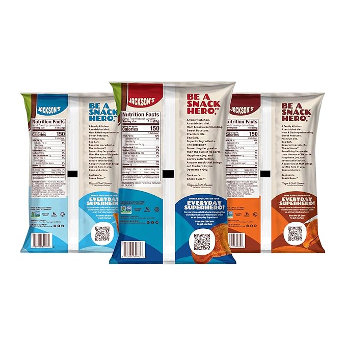 Jackson???Sweet Potato Kettle Chips Avocado Oil Variety Pack made with Premium Oils (7oz, Pack of