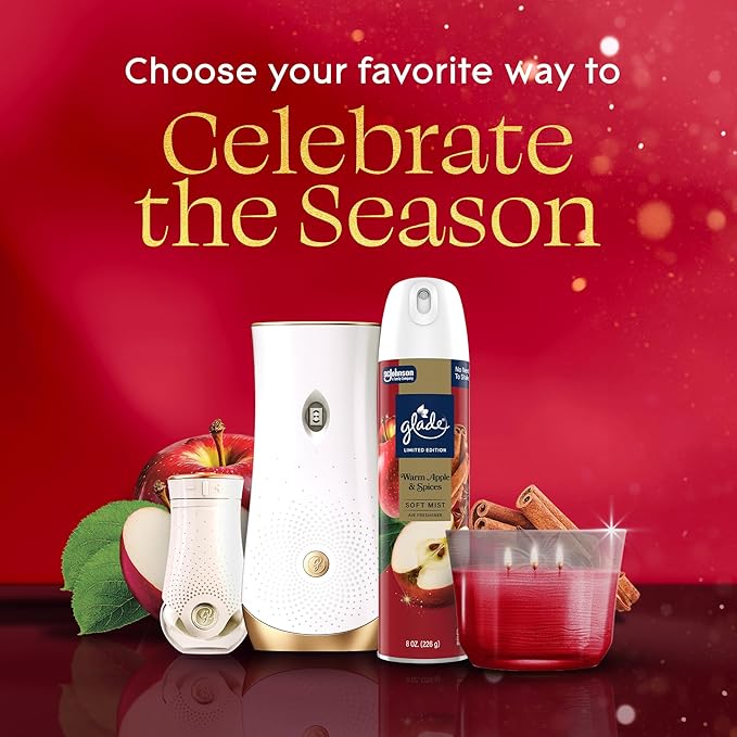 Glade Automatic Spray Refill, Warm Apple & Spices, Scented Air Freshener for Home and Bathroom, 6.2