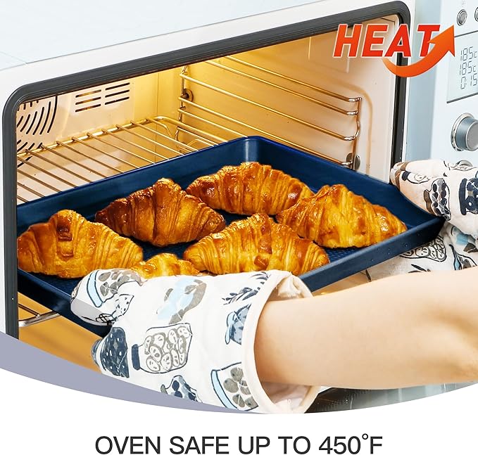 HONGBAKE Baking Sheet Pan Set, Cookie Sheets for Oven, Nonstick Half/Quarter/Jelly Roll Pans with