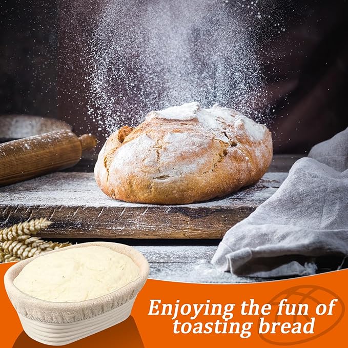 10 inch Oval Banneton Bread Proofing Basket Sourdough Bread Baking Supplies Set of 4 Sourdough