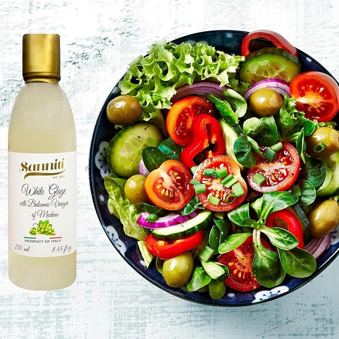 Sanniti Italian White Glaze with Balsamic Vinegar of Modena | Ideal for Dressing | Delicate Cream