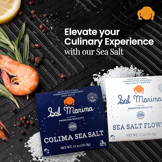 SAL MARINA | Sea Salt & Sea Salt Flower 11oz - Harvested Hand | Kosher Salt 100% Natural - Vegan