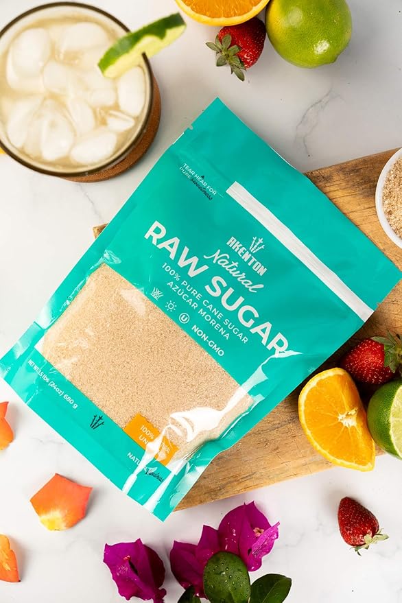 Akenton Natural Raw Cane Sugar, 1.5 Pound Resealable Bag | 100% Natural, Unprocessed, Unbleached