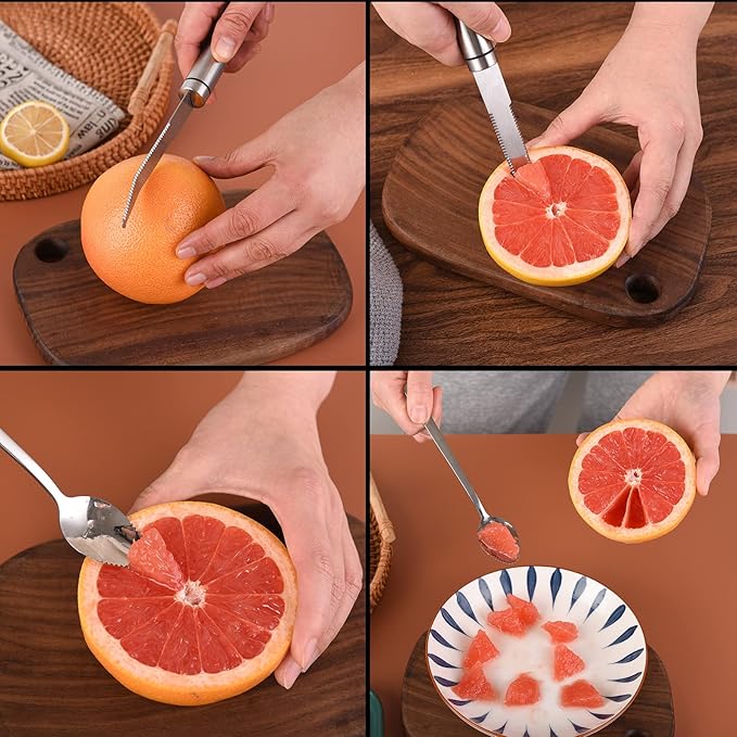 Grapefruit knife & Grapefruit Spoons, Grapefruit Utensil 3 Pieces Set, Stainless Steel Serrated