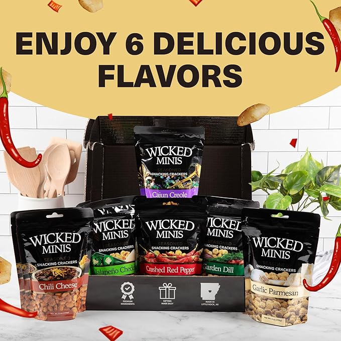 Wicked Minis Soup & Oyster Crackers - Saltine & Salted Flavored Mini Puffed Soup, Savory Snacking