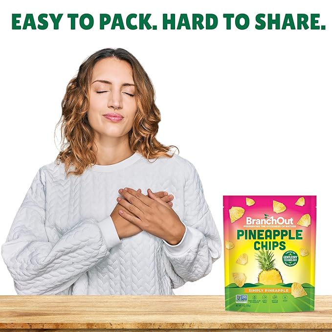 BranchOut Pineapple Chips, No Sugar Added, Real Dried Pineapple Chunks, GentleDry, Better than