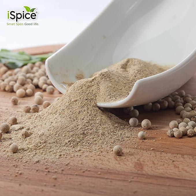 iSpice Ground White Peppers Spices and Seasonings For Cooking, 5.6 Ounce White Peppercorns