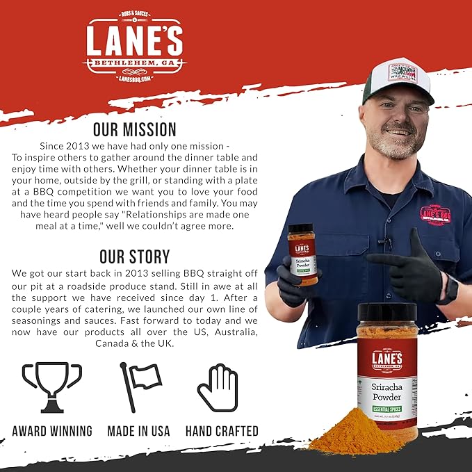 Lane's Sriracha Seasoning Powder, All-Natural Sriracha Powder Seasonings and Spices for Cooking
