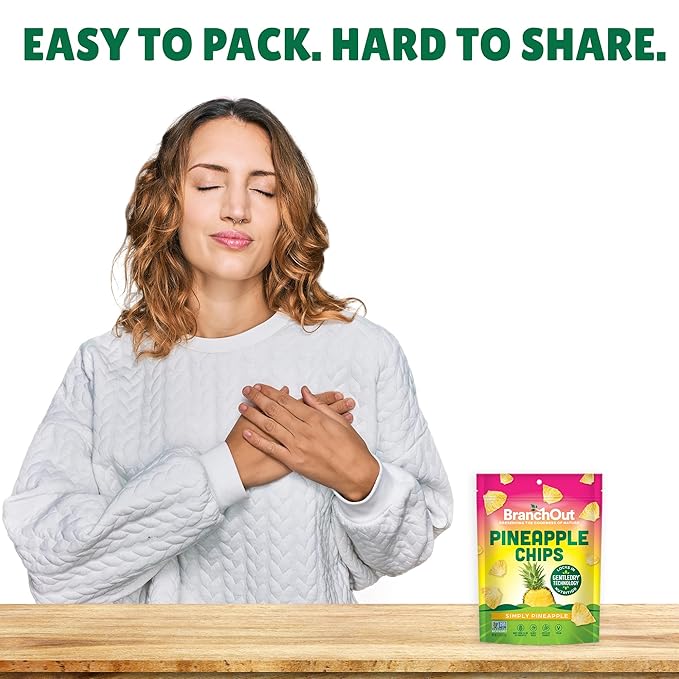 BranchOut Pineapple Chips, No Sugar Added, Real Dried Pineapple Chunks, GentleDry, Better than