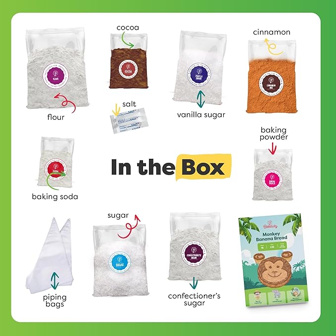 BAKETIVITY Monkey Banana Bread Kids Baking Kit | Banana Cake Kids Baking Set for Girls & Boys |