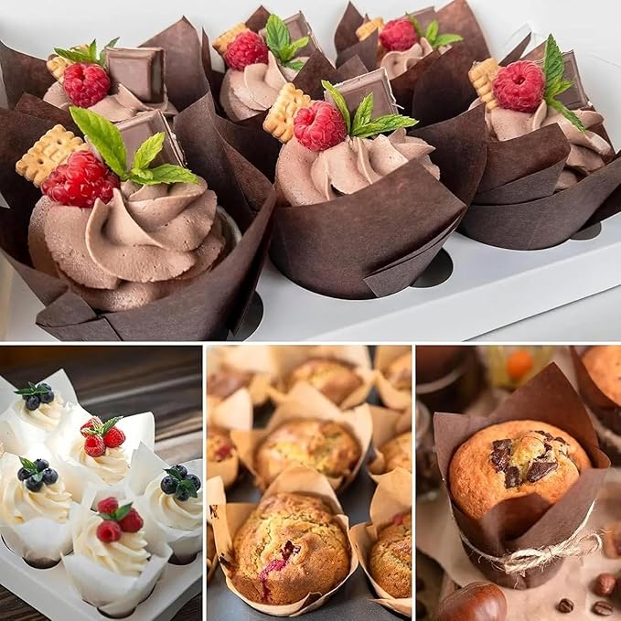 200 Pcs Tulip Cupcake Liners Cupcake Wraps for Wedding and Parties Christmas Muffin Tin Liners for